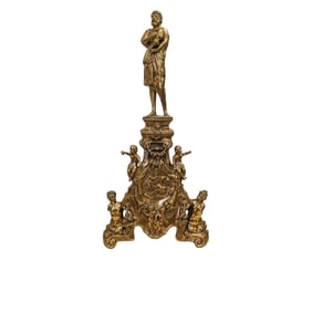 Pair Of Neoclassical Bronze and Marble Decorative Andirons