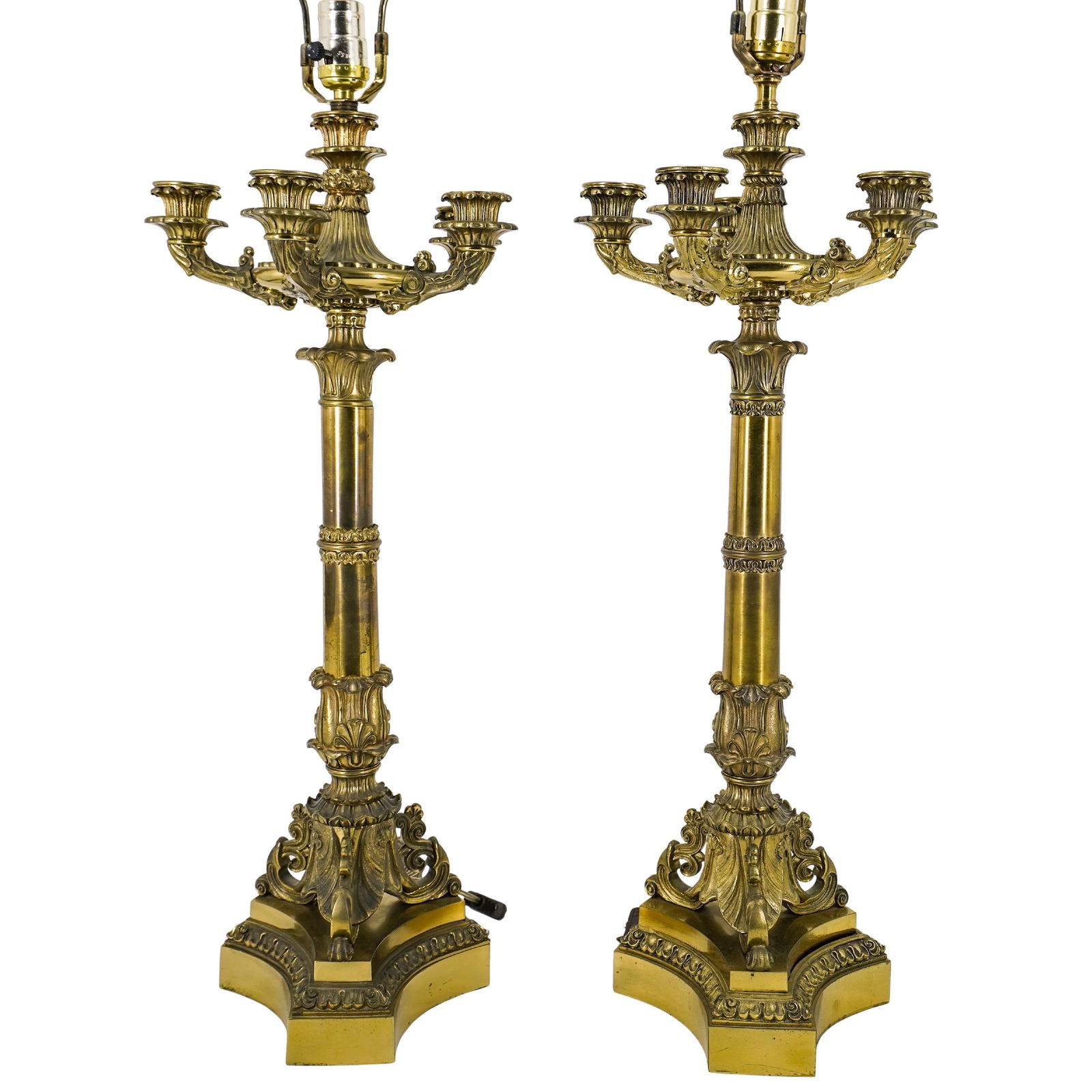 Pair of Brass Louis Philippe Style Candelabra Lamps (1 of 10)