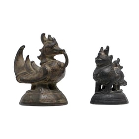 (2 pcs) Antique Burmese Bronze Opium Weights