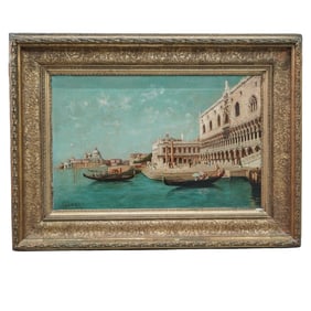 Rafael P Senet (Spanish, 1856-1926) 'Venice Canal' Oil on Canvas