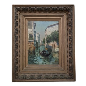 Att. Martin Rico Y Ortega (Spanish, 1833-1908) Oil on Canvas Canal Scene