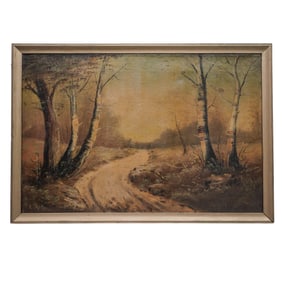 Ex Christie's Signed "E Mason" Winter Landscape Oil on Canvas
