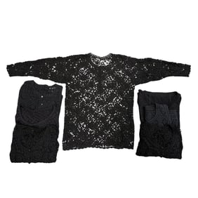 (7 Pc) Vintage Black Crochet Fashion Ladies Grouping