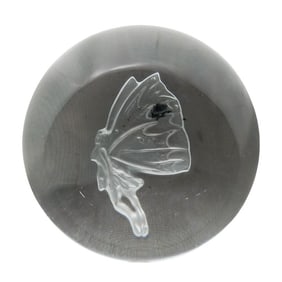 Lalique Crystal 'Fairy' Etched Bubble Paperweight