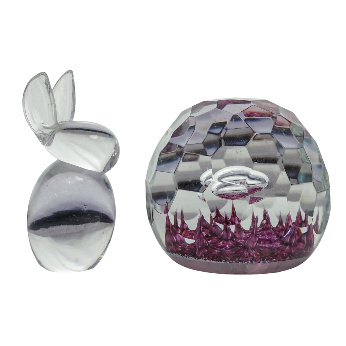(2 Pc) Caithness Scotland & Rabbit Crystal Paperweights (1 of 6)