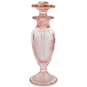 Pink Floral Depression Glass Perfume Bottle