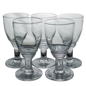 (5 Pc) Simon Pearce Handmade Glassblowing Footed Crystal Goblets