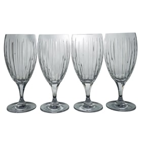 (4 Pc) Large Rogaska Crystal Footed Wine Goblets Set