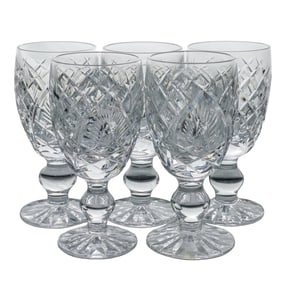 (5 Pc) Waterford Cut Crystal Cordial Glasses Set