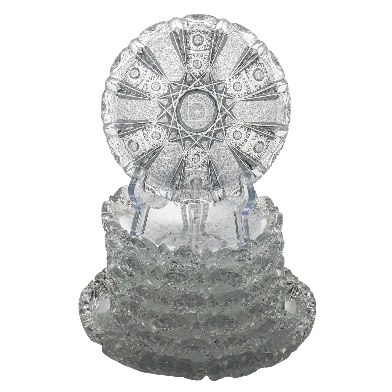 (7 Pc) Vintage Cut Crystal Candy Bowls & Plates Grouping Set (1 of 8)