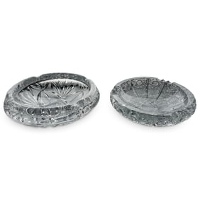 (2 pcs) American Brilliant Style Cut Crystal Ashtrays