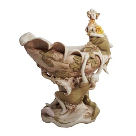 Art Nouveau Royal Dux Bohemia Figural Porcelain Centerpiece