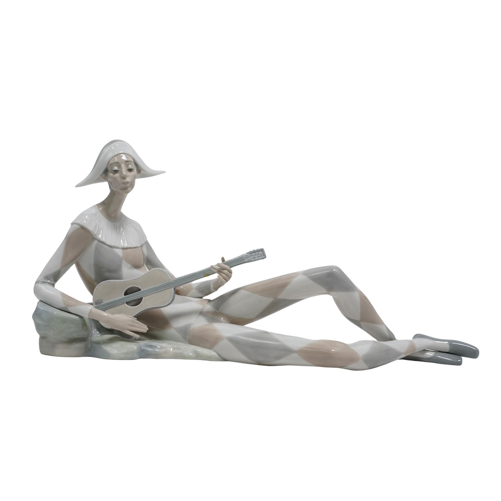 Lladro "Reclining Harlequin Playing Guitar" Porcelain Figurine (1 of 7)