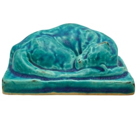 Pewabic Pottery Sleeping Cat Paper Weight