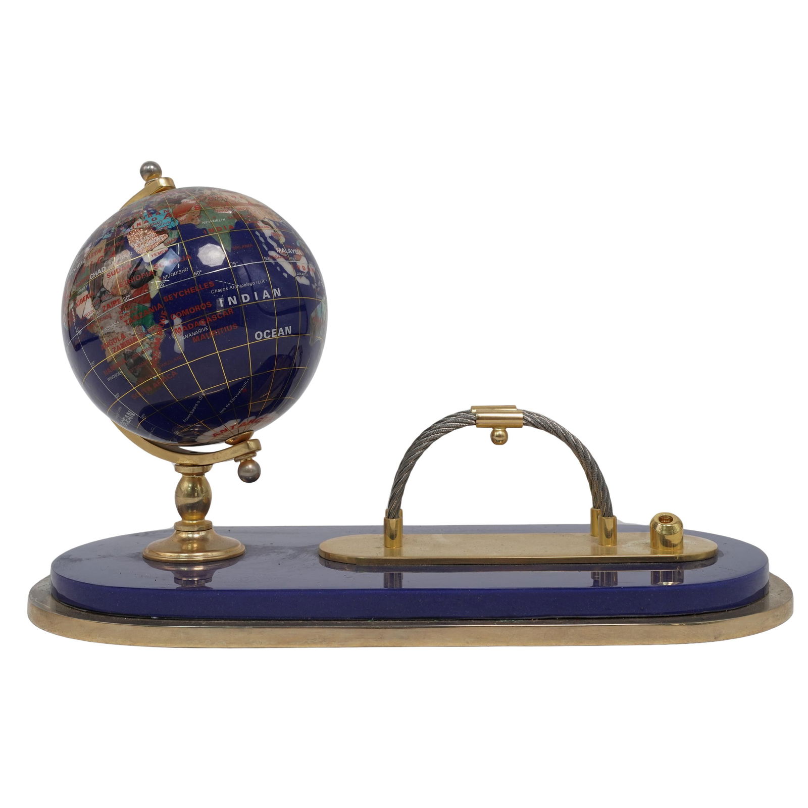 Blue Lapis & Semi-Precious Stones Desk Letter Holder Globe (1 of 7)