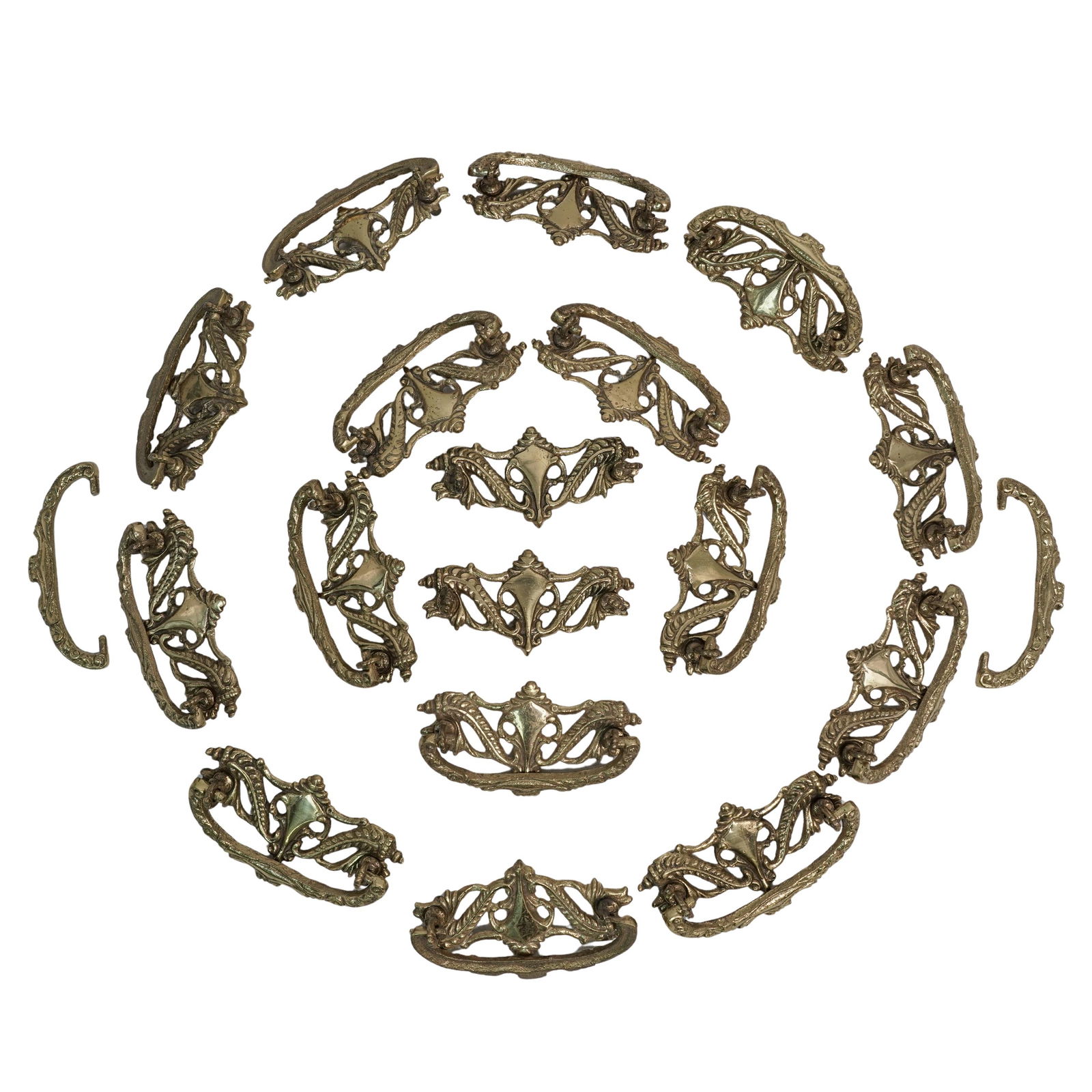 (17 Pc) Vintage Italian Style Brass Ornate Drawer Pulls Handles (1 of 5)