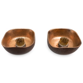 Pair of Kotobuki Gilt Flower Frog Bowls
