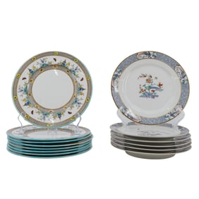 (14 pcs) Royal Doulton and Haviland Porcelain Asian Motif Plates