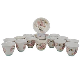 (23 Pc) English Porcelain Tea Cups & Saucers Set
