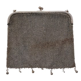 Antique 1900s Silver Mesh Purse Handbag