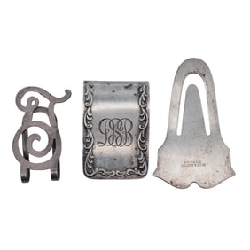 (3 Pc) Vintage Sterling Silver Money Clips Grouping