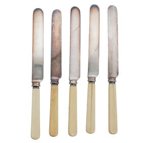 (5 pcs) Silver Bone Handled Mappin and Webb/ J Rodgers Serving Knives