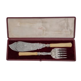 Pair of Bone Handled Silver Plated Serving Utensils
