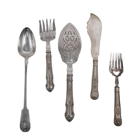 (3 Pc) Antique Victorian English Silver Plate Serving Utensils