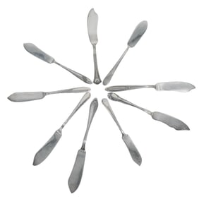 (9 Pc) Antique Silverplate Assorted Butter Spreader Knives
