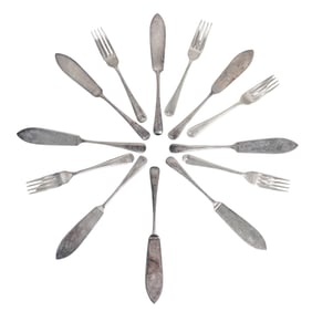 (13 Pc) Silver Plated Harrods Knives & Forks Set