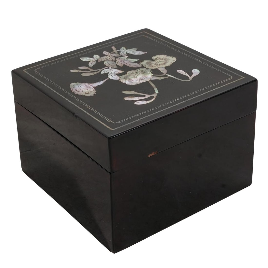 (5 Pc) Asian Lacquered Wood & Mother Of Pearl Inlay Nesting Boxes (1 of 6)