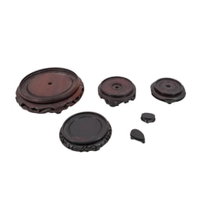 (6 pcs) Carved Wood Decorative Bases, Assorted Sizing