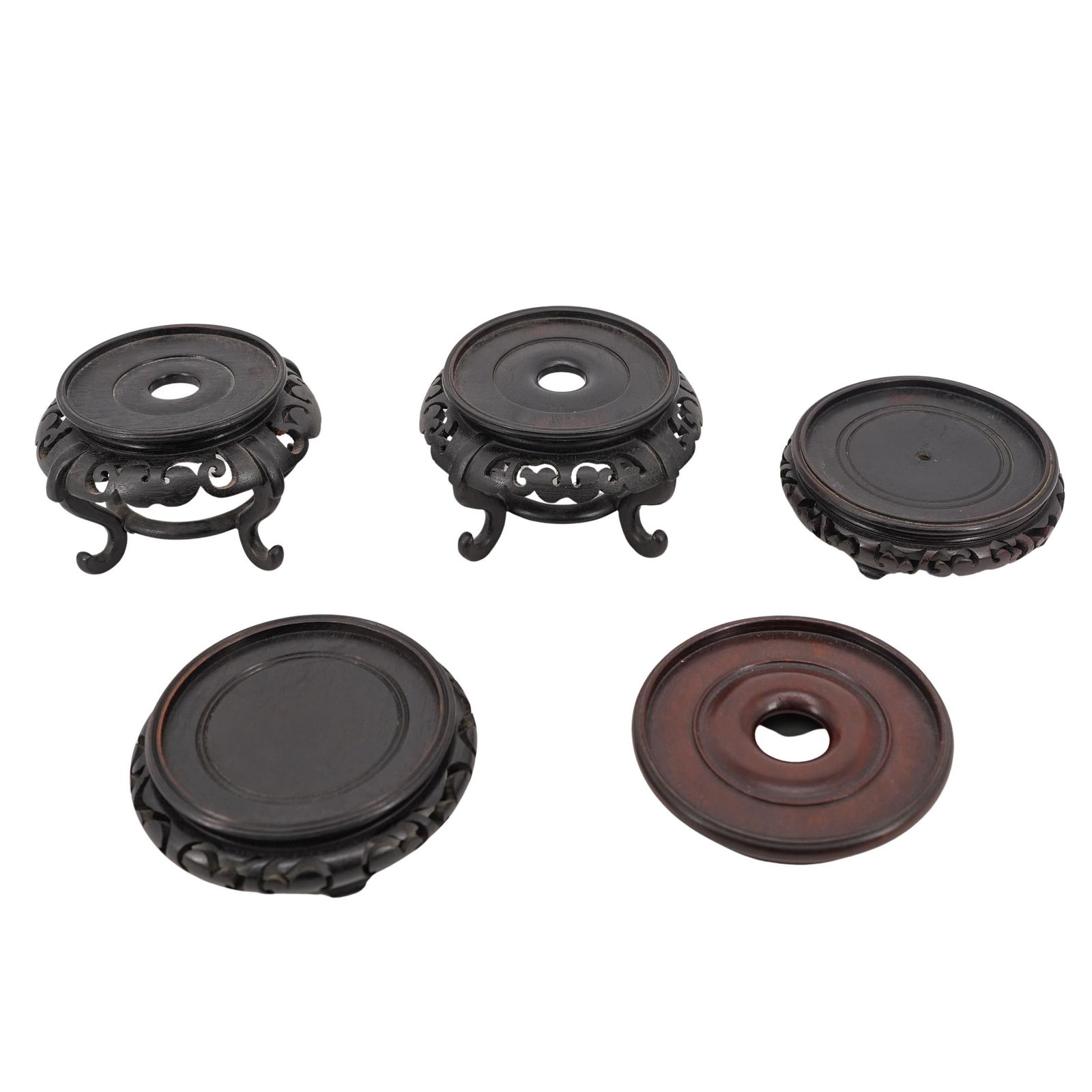 (5 pcs) Carved Wooden Round Stands/Bases (1 of 13)