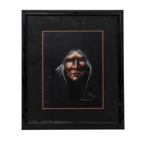 Ben Little Raven Jr (1950-2017, American) Native American Portrait Lithograph