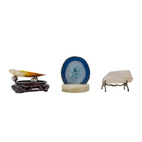 (3 pcs) Mother of Pearl and Crystal Displays on Bases