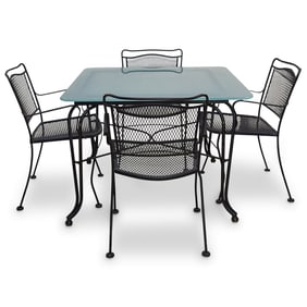 Iron and Frosted Glass Patio Set