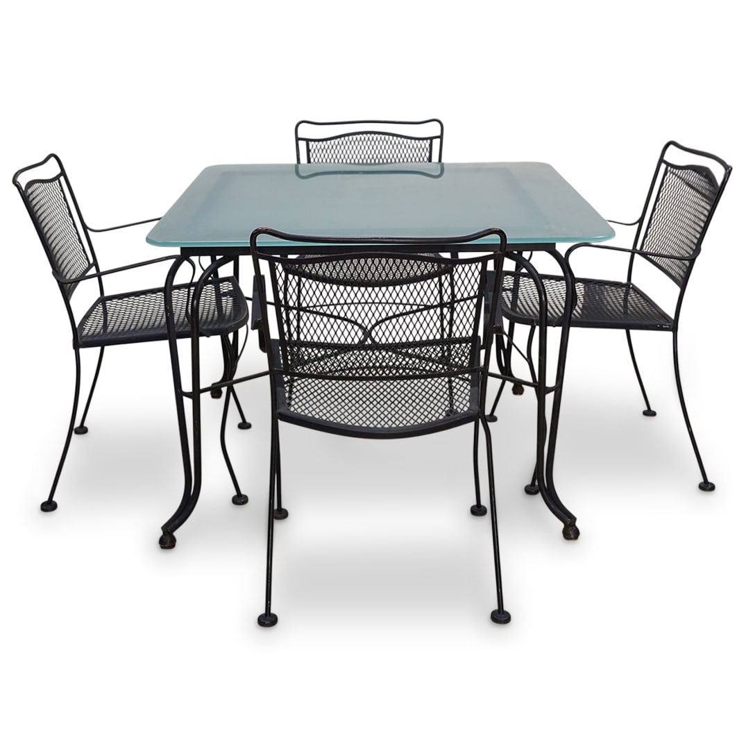 Iron and Frosted Glass Patio Set (1 of 8)
