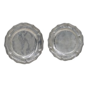 Pair of Spanish Colonial Heavy Silver Dishes or Plates