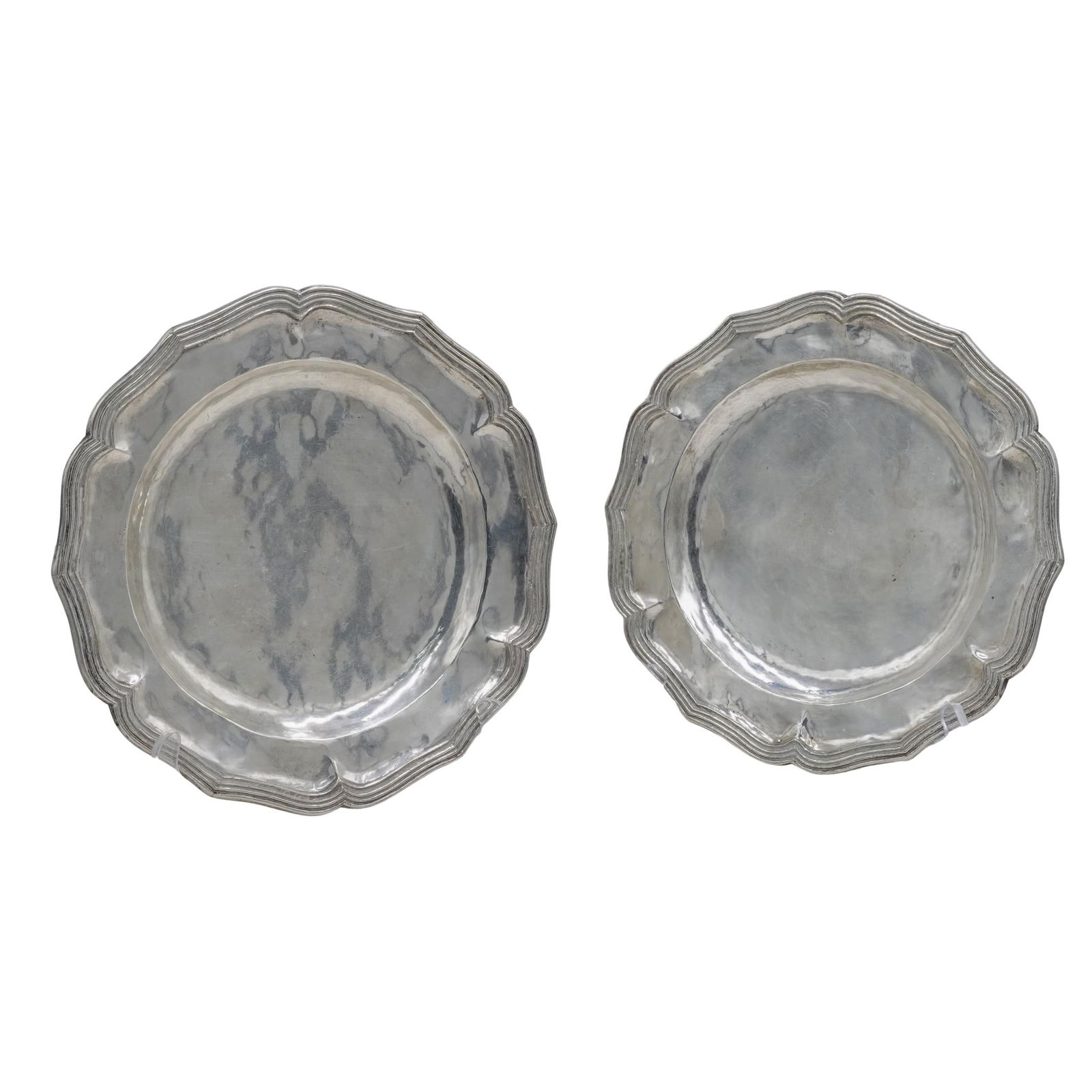 Pair of Spanish Colonial Heavy Silver Dishes or Plates (1 of 5)