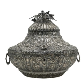 An Ottoman Large Silver Repousse Jewelry Box