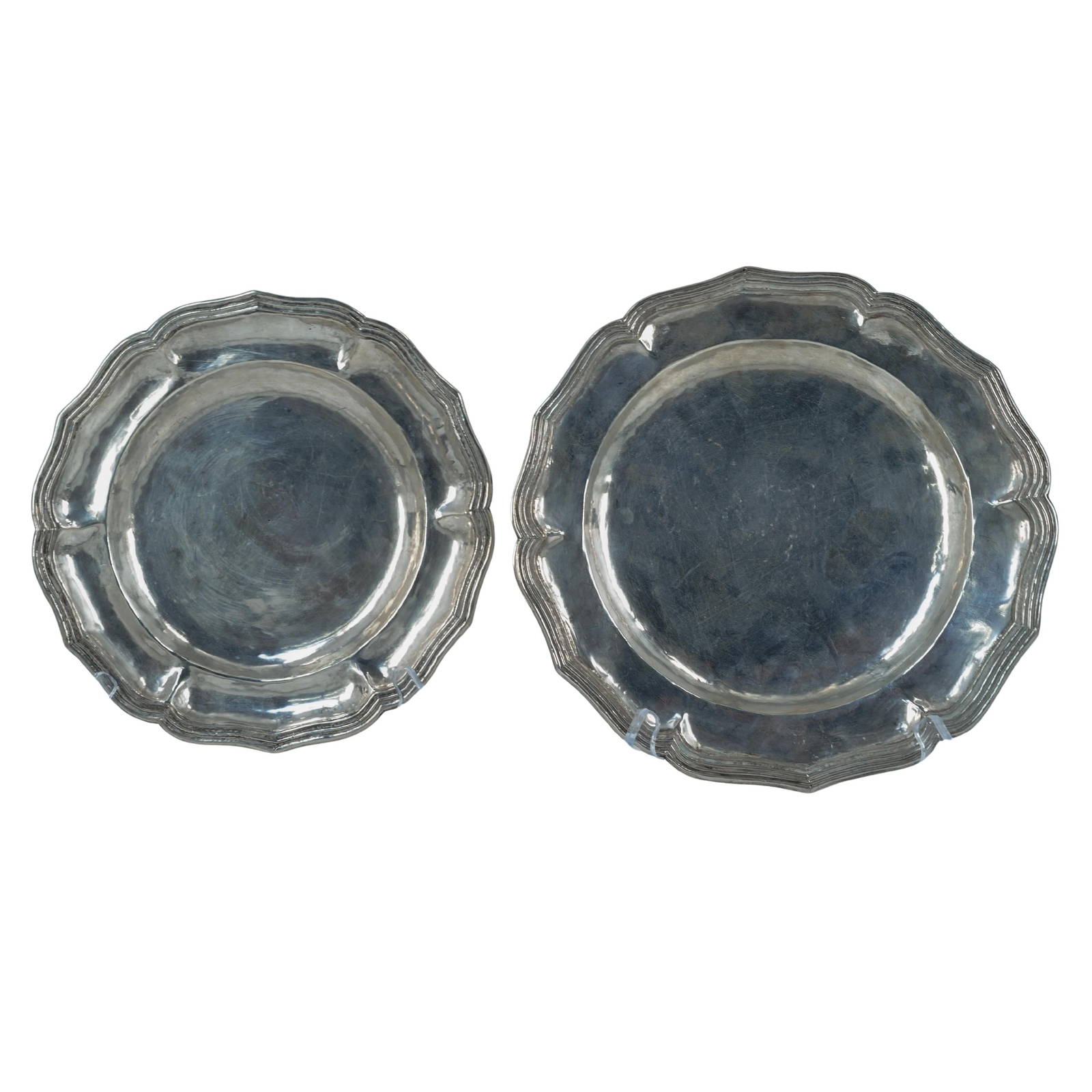 Pair of Spanish Colonial Heavy Silver Dishes/Plates