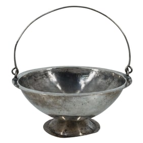 Spanish Colonial Silver Pedestal Bowl w/ Silver Handle
