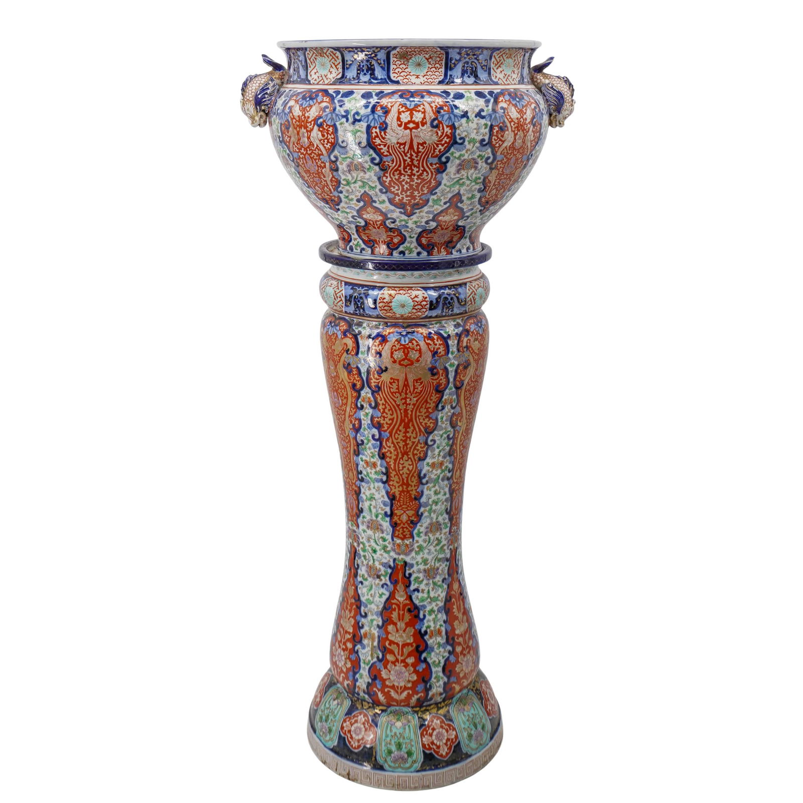 Highly Unusual Japanese Imari Porcelain Two-Piece Matching Jardiniere (1 of 14)