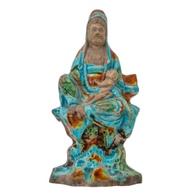 Chinese Ming Period Figure of Zong Zi Quan Yin with Child