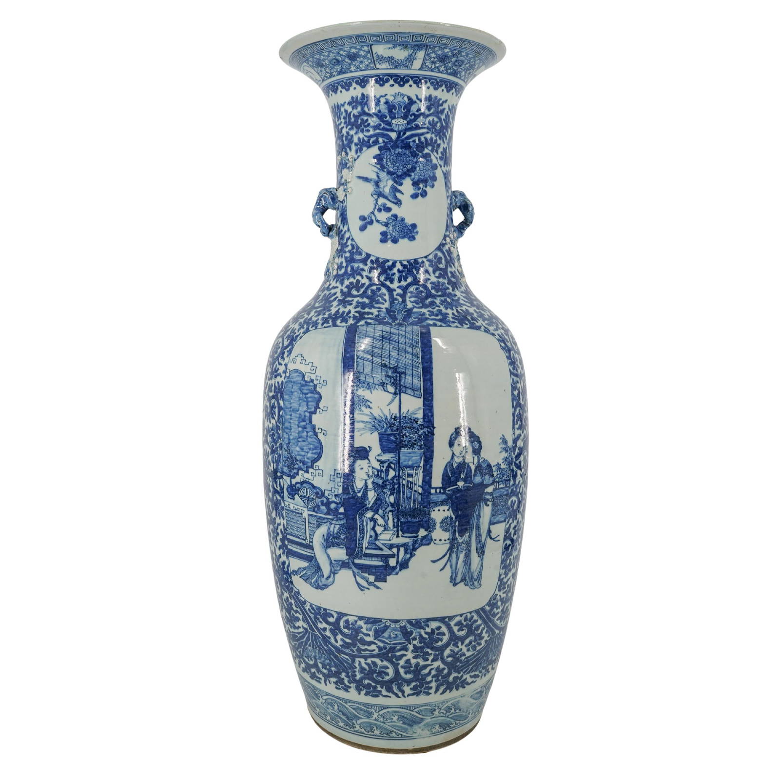 Palace Size Chinese Blue & White Porcelain Vase