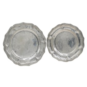 Pair of Spanish Colonial Heavy Silver Dishes, Plates