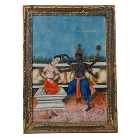 Indian Reverse Glass Painting (Beheading Scene) Chinese Export for Indian Market