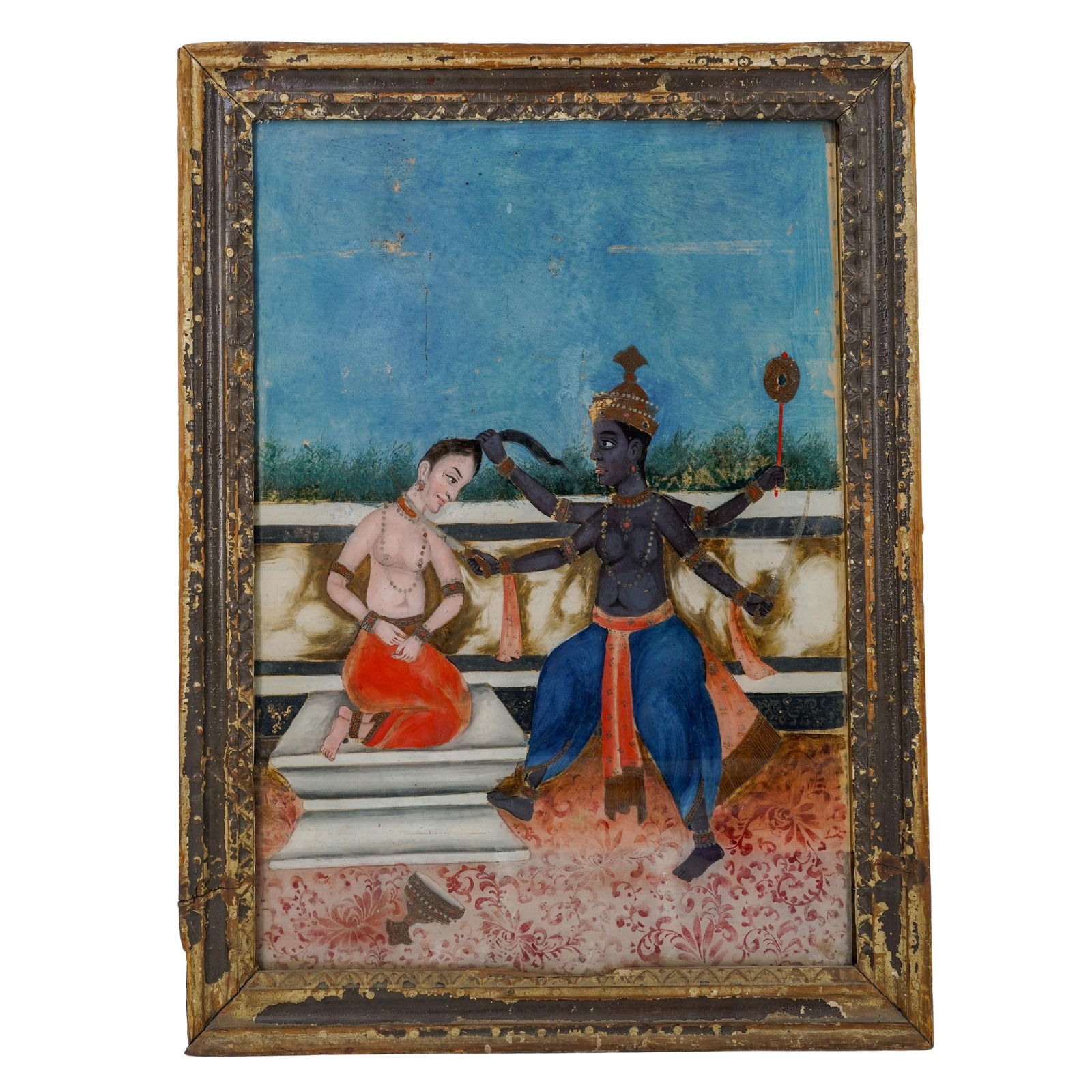 Indian Reverse Glass Painting (Beheading Scene) Chinese Export for Indian Market (1 of 8)
