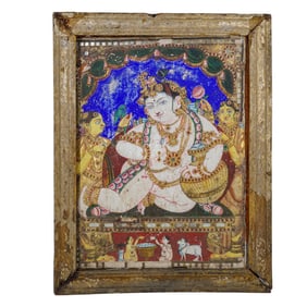 Large Indian Tanjore Painting of Balakrishna, Tamil Nadu