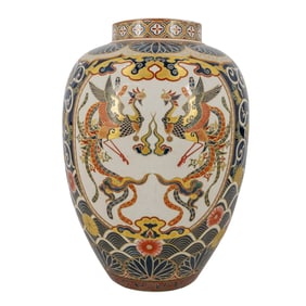 Big Japanese Satsuma Gosu Blue Vase